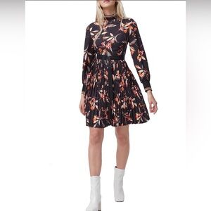 French Connection Black Floral Long Sleeve Dress